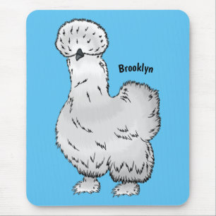 Silkie chicken cartoon illustration mouse mat