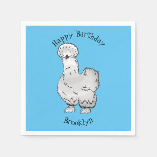 Silkie chicken cartoon illustration napkin