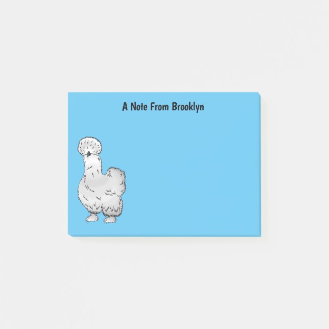Silkie chicken cartoon illustration post-it notes (Front)
