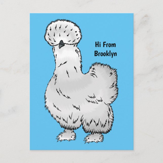 Silkie chicken cartoon illustration  postcard (Front)