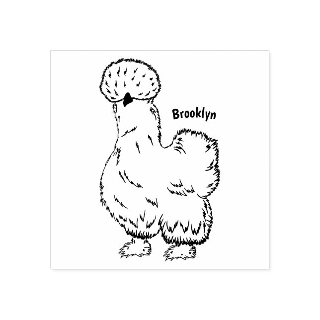Silkie chicken cartoon illustration rubber stamp (Imprint)