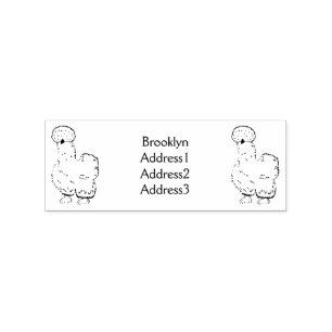 Silkie chicken cartoon illustration rubber stamp