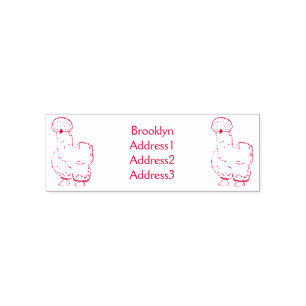 Silkie chicken cartoon illustration self-inking stamp