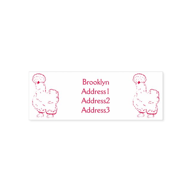 Silkie chicken cartoon illustration self-inking stamp (Design)