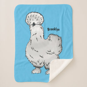 Silkie chicken cartoon illustration sherpa blanket