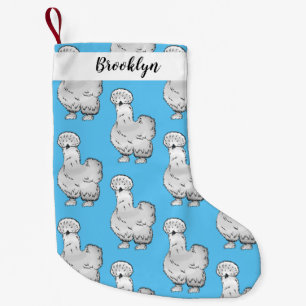 Silkie chicken cartoon illustration small christmas stocking