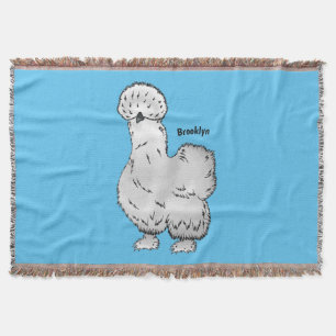 Silkie chicken cartoon illustration throw blanket