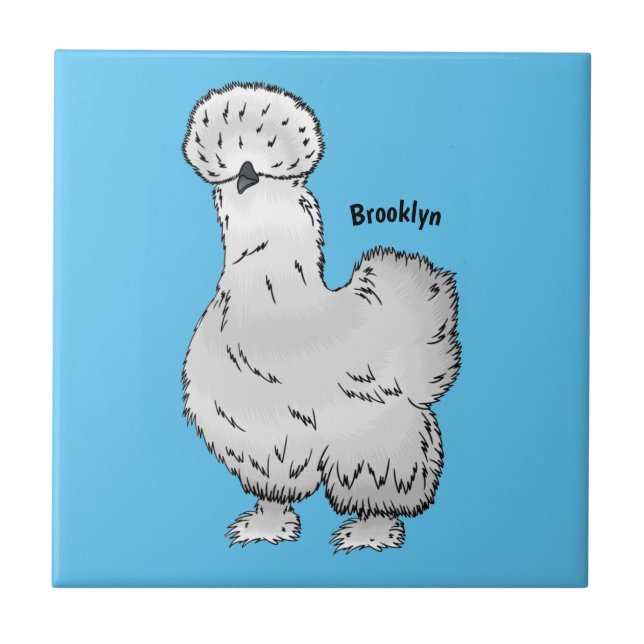 Silkie chicken cartoon illustration tile (Front)