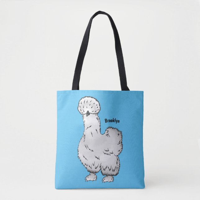 Silkie chicken cartoon illustration  tote bag (Front)