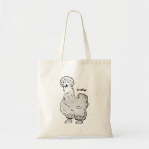Silkie chicken cartoon illustration  tote bag