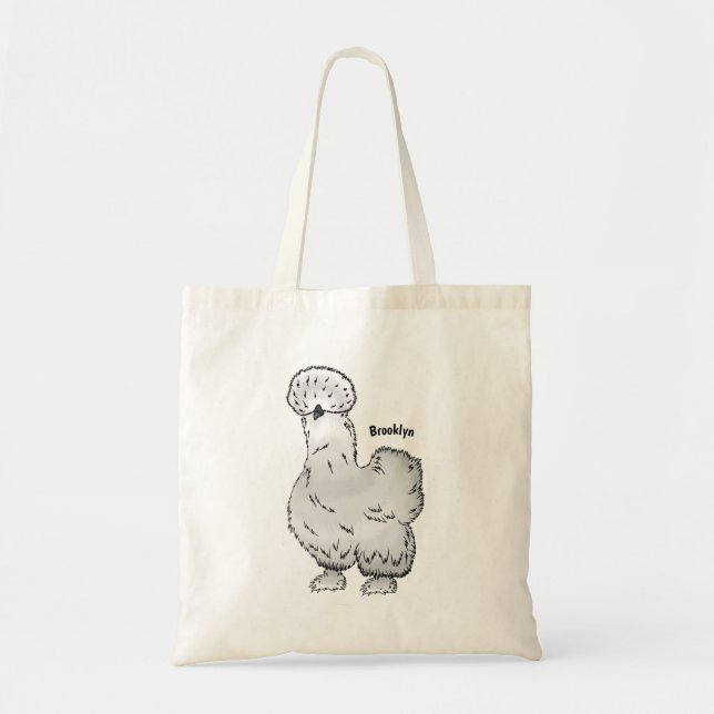 Silkie chicken cartoon illustration  tote bag (Front)