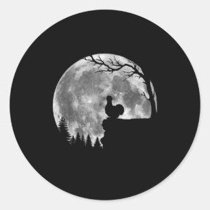 Silkie Chicken Moon Silhouette Funny Lazy Hallowee Classic Round Sticker