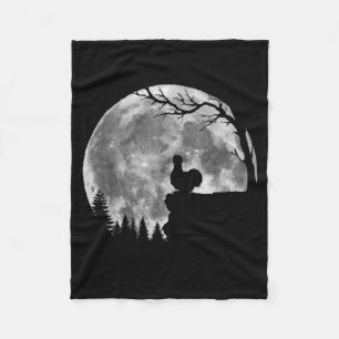 Silkie Chicken Moon Silhouette Funny Lazy Hallowee Fleece Blanket