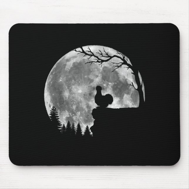 Silkie Chicken Moon Silhouette Funny Lazy Hallowee Mouse Mat (Front)