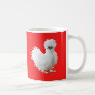 Silkie Chicken on Red Coffee Mug