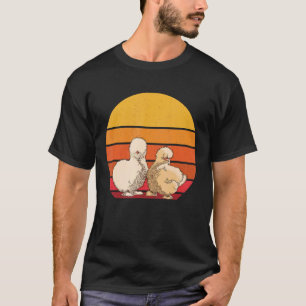 Silkie Chicken Retro Smooth Cuddly Bird Sunset Sil T-Shirt