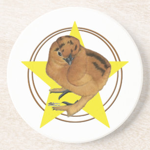 Silkie Red Chick Star Coaster