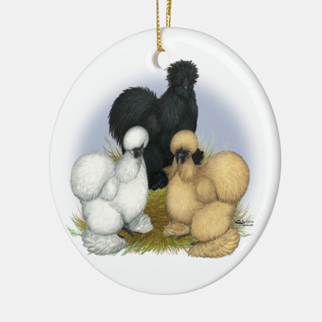 Silkie Trio Ceramic Tree Decoration (Left)