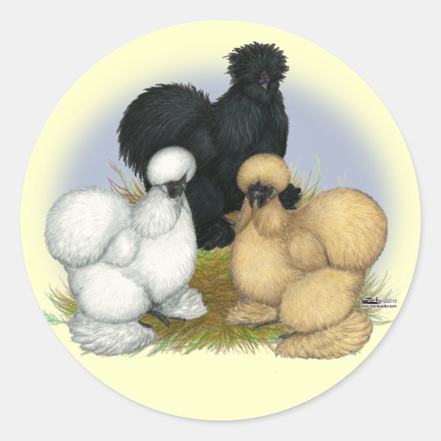 Silkie Trio Classic Round Sticker (Front)