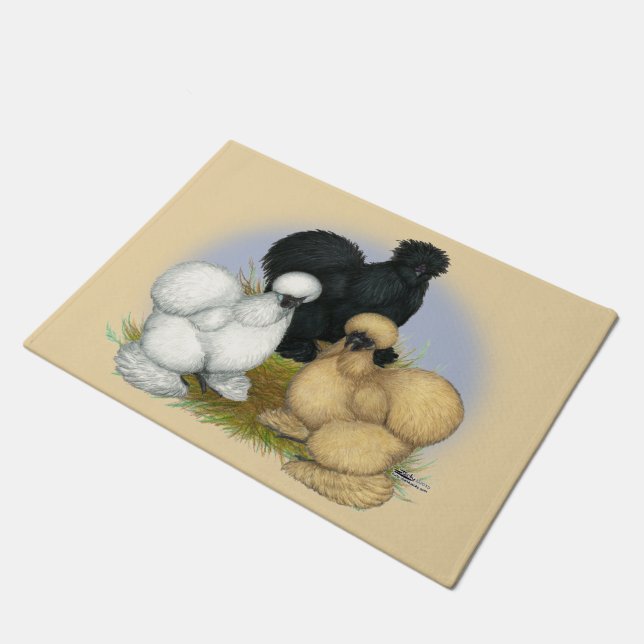 Silkie Trio Doormat (Angled)