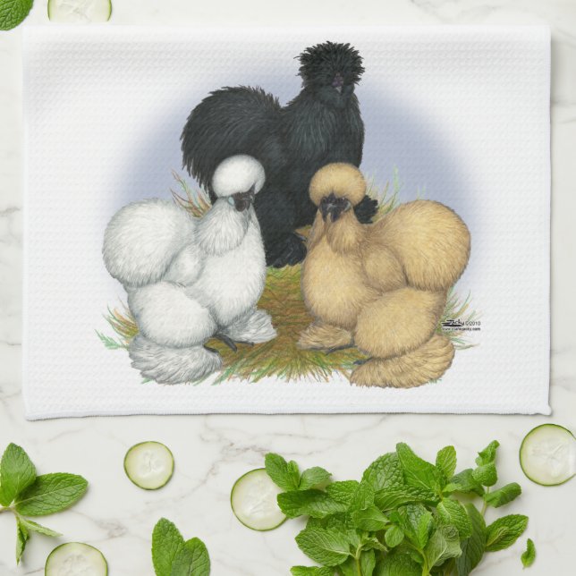 Silkie Trio Tea Towel (Folded)