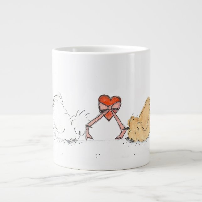 Silkie With Heart Large Coffee Mug (Front)
