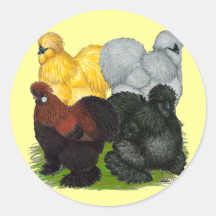 Silkies: Assorted Roosters Classic Round Sticker