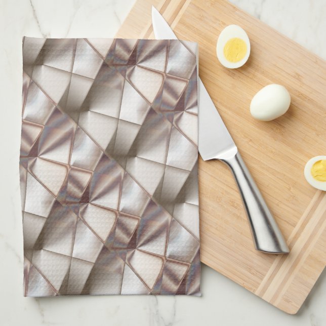 Silky beige with shapes looking relief or depth th tea towel (Quarter Fold)