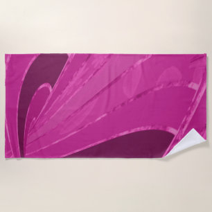 Silky curved lines abstract in pink beach towel
