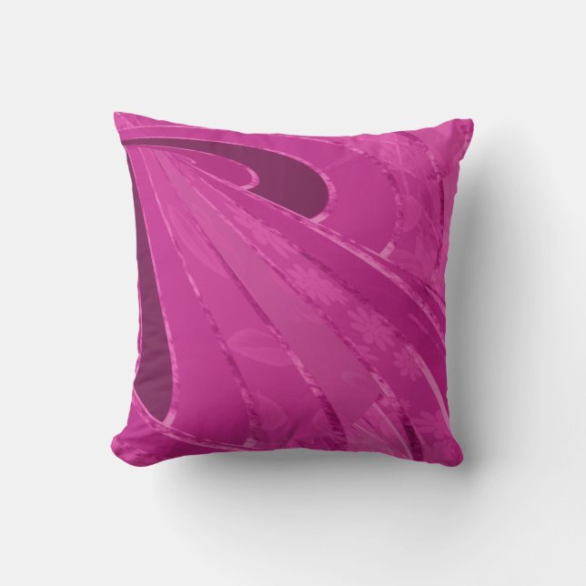 Silky curved lines abstract in pink cushion (Front)
