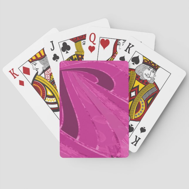 Silky curved lines abstract in pink playing cards (Back)