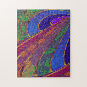 Silky Curved Lines Abstract in Rainbow Colours 2 Jigsaw Puzzle