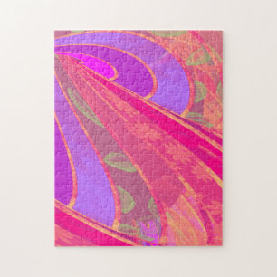 Silky Curved Lines Abstract in Rainbow Colours Jigsaw Puzzle
