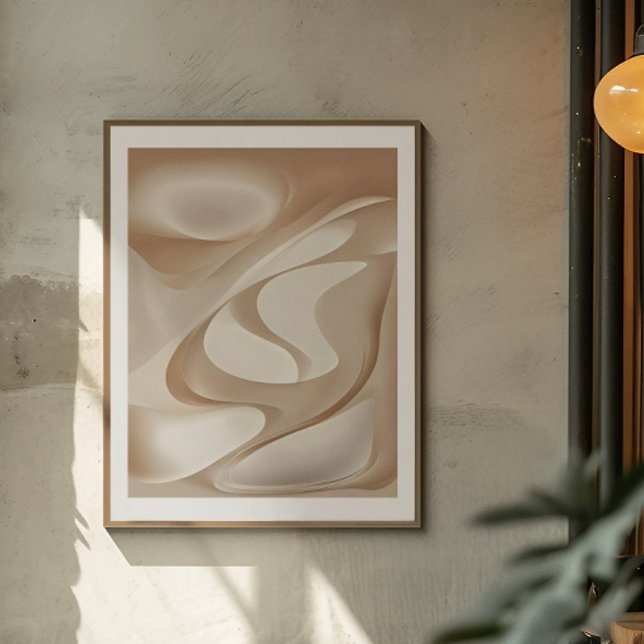 "Silky Dynamic Shapes" | Beige Abstract Art Poster (Creator Uploaded)