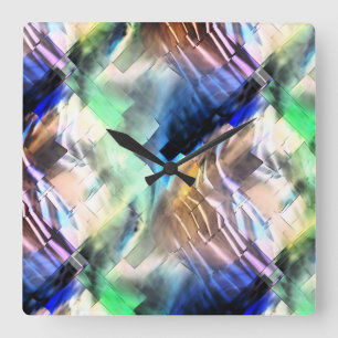 Silky floating of colors in soft abstract mosaic square wall clock
