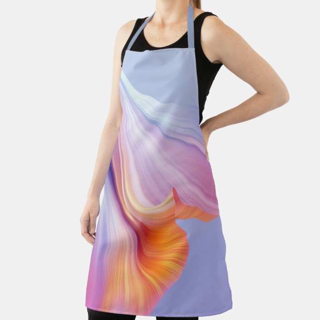 Silky Furl of Floral Bliss Lavender Apron (Insitu)