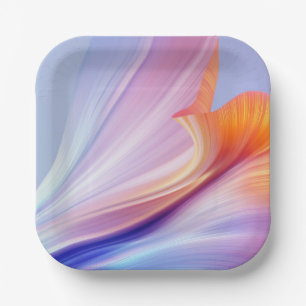 Silky Furl of Floral Bliss Lavender Paper Plate