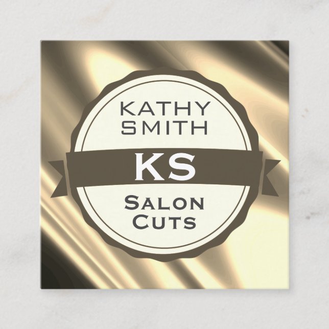 Silky Gold Hair Stylist II Square Business Card (Front)