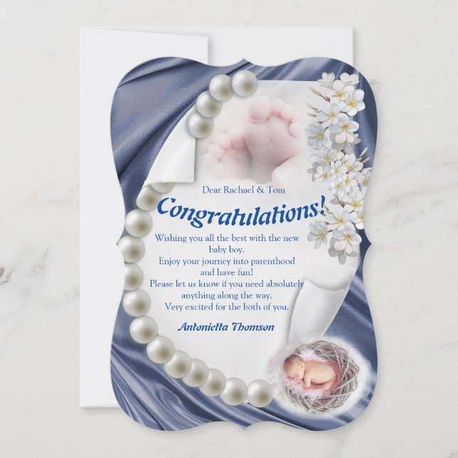 Silky Ivory Pearl Baby Congrats card (Front)