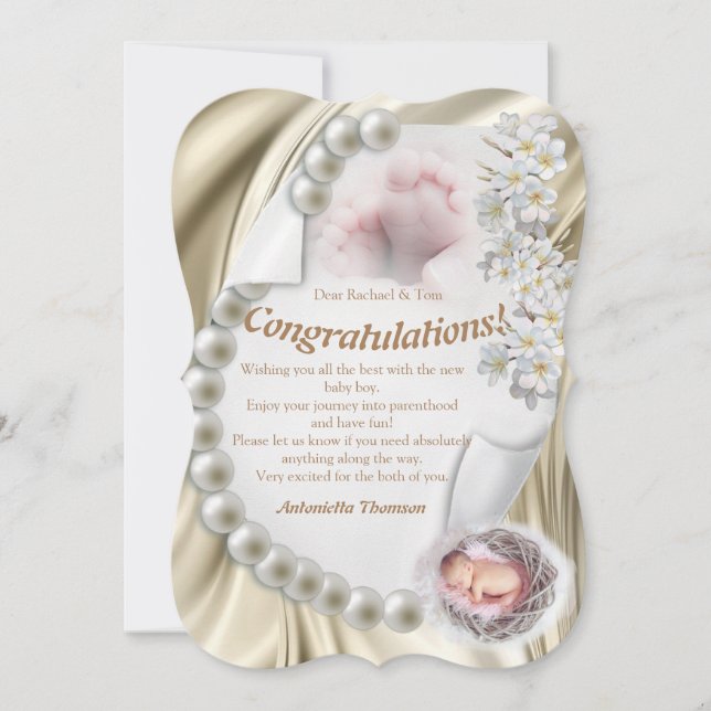Silky Ivory Pearl Baby Congrats card (Front)