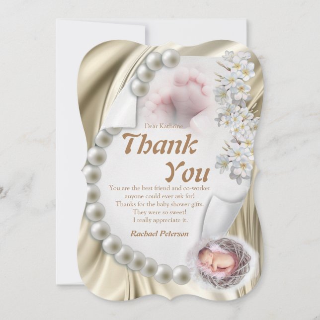 Silky Ivory Pearl Baby Than You card (Front)
