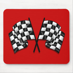 Silky looking Motorsport chequered flag gear Mouse Mat