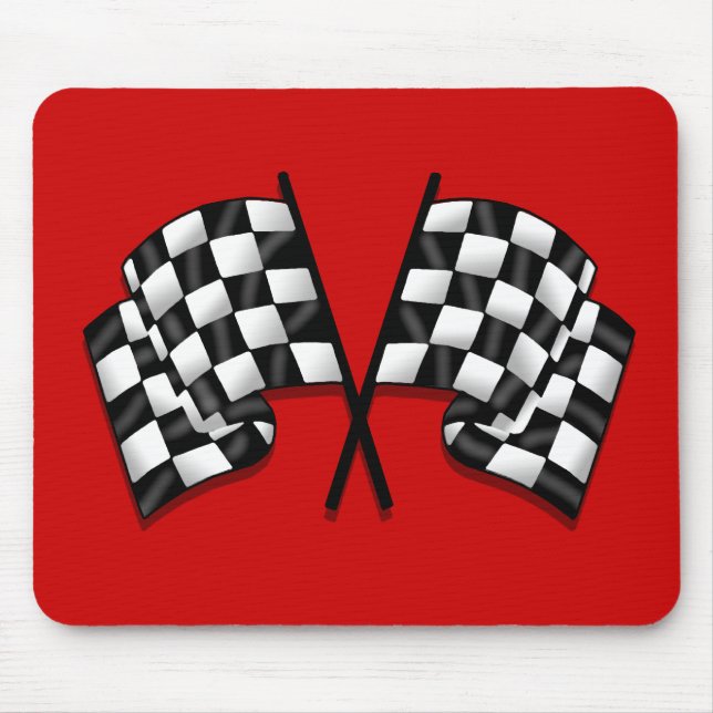 Silky looking Motorsport chequered flag gear Mouse Mat (Front)