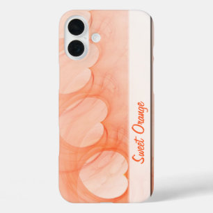 Silky Orange Heart Line Abstract Art Template iPhone 16 Plus Case