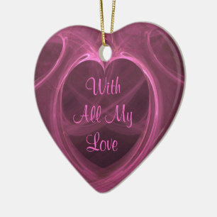 Silky Pink Heart Keepsake Ceramic Tree Decoration