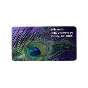 Silky Purple Peacock Feather Label