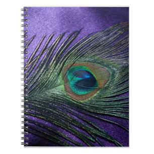 Silky Purple Peacock Feather Notebook