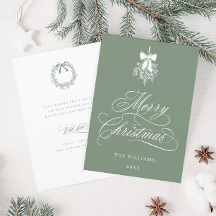 Silky Sage Holly Berry Bouquet Christmas Flat Holiday Card