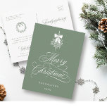 Silky Sage Holly Berry Bouquet Merry Christmas Postcard<br><div class="desc">This simple Christmas postcard features elegant and romantic swirly calligraphy lettering with a winter holly berry bouquet and custom text on the back. For more advanced customisation of this design,  please click the BLUE DESIGN TOOL BUTTON above!</div>