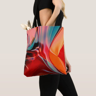 Silky satin red shades twisted reflecting lighting tote bag